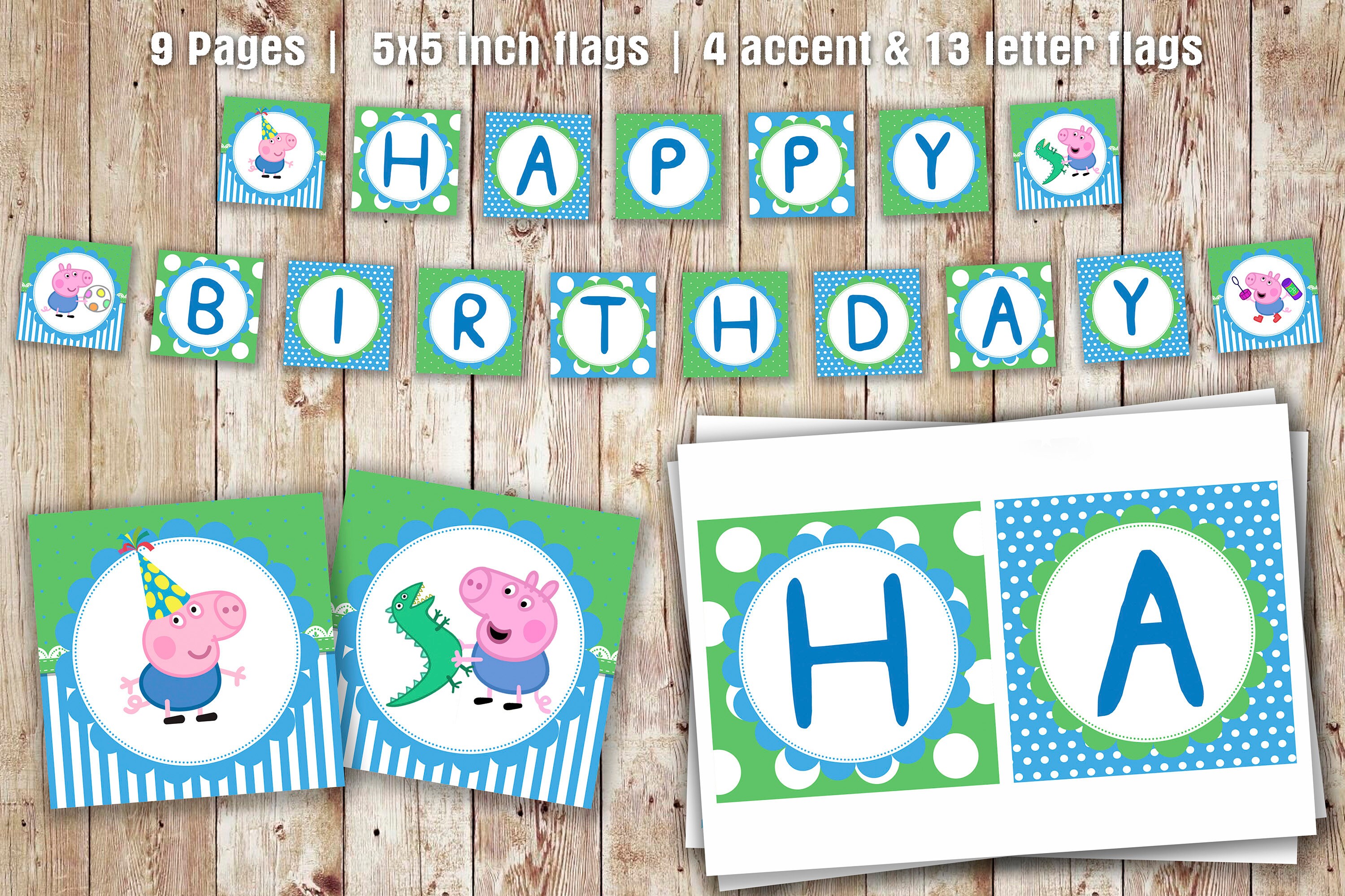 INSTANT DOWNLOAD George Pig Birthday banner Printable George | Etsy