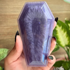 Purple Resin Coffin Trinket Box: Gothic Decor