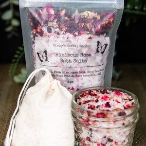 Hibiscus Rose Bath Salts- Botanical Ritual Bath | Aromatherapy | Spiritual Bath | Floral Bath Soak | Relaxing Bath Soak | Epsom Salts