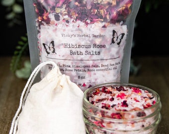 Hibiscus Rose Bath Salts- Botanical Ritual Bath | Aromatherapy | Spiritual Bath | Floral Bath Soak | Relaxing Bath Soak | Epsom Salts