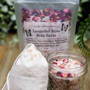 Lavender Rose Bath Salts- Botanical Bath | Aromatherapy | Magnesium Bath | Bath Herbs | Relaxing Bath Soak | Bath Tea | Floral Bath Soak