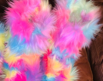 furry rainbow boots