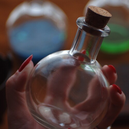 Potion Bottles Large Round Glass Bottle With Cork Top Etsy