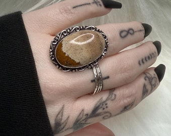 Picture Jasper Sterling Silver Ring - US Size 6.75