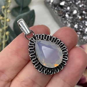 Faceted Opalite in Sterling Silver Pendant - Opalite Jewelry - Opalite Pendant - Sterling Silver Pendant