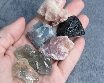 Raw Crystal Set, Citrine, Amethyst, Celestite, Tourmaline, Halite