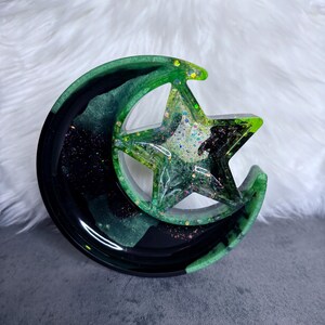 Star and Moon Resin Dish, Glitter Jewelry Dish, Jewelry Dish, Ring Dish, Crystal Storage Dish, Moon Dish, Star Dish, Jewelry Storage