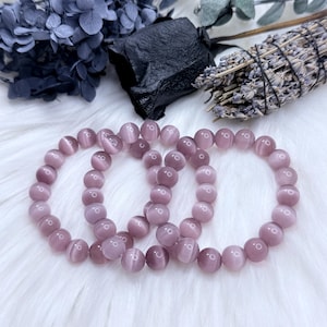 Vintage Pink Cat&#39;s Eye Beaded Bracelet, Cat&#39;s Eye Bracelet