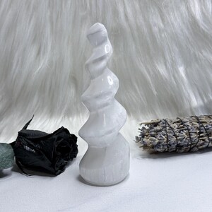 Selenite Swirl Flame Crystal Point, Selenite Flame, Selenite Tower, Selenite Point, Selenite Crystal