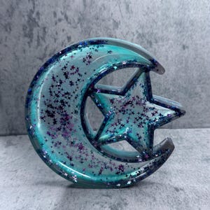 Star and Moon Resin Dish, Glitter Jewelry Dish, Jewelry Dish, Ring Dish, Crystal Storage Dish, Moon Dish, Star Dish, Jewelry Storage