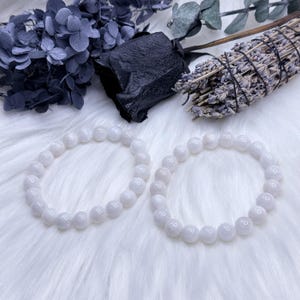 White Moonstone Beaded Bracelet, Moonstone Bracelet
