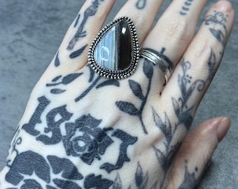 Owyhee Opal Sterling Silver Ring - US Size 6.75