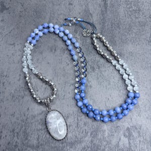 COMMUNICATION & SELF LOVE 108 Count Mala Necklace, Gemstone Mala for Meditation, Prayer Beads, Yoga Meditation Necklace