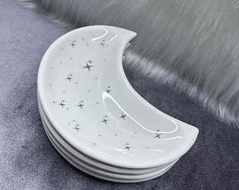 Keramik Mond Schmuckschale: Blumenring, Kristalltablett