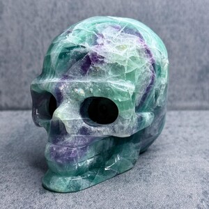 4.08&quot; Large Rainbow Fluorite Crystal Skull, Rainbow Fluorite Skull, Fluorite Skull
