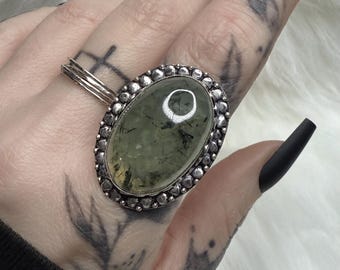 Prehnite Sterling Silver Ring - Gemstone Promise Ring, US Size 7.75