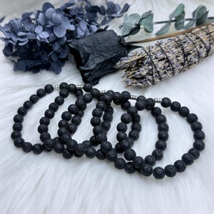 Black Lava Stone Beaded Bracelet, Lava Stone Bracelet