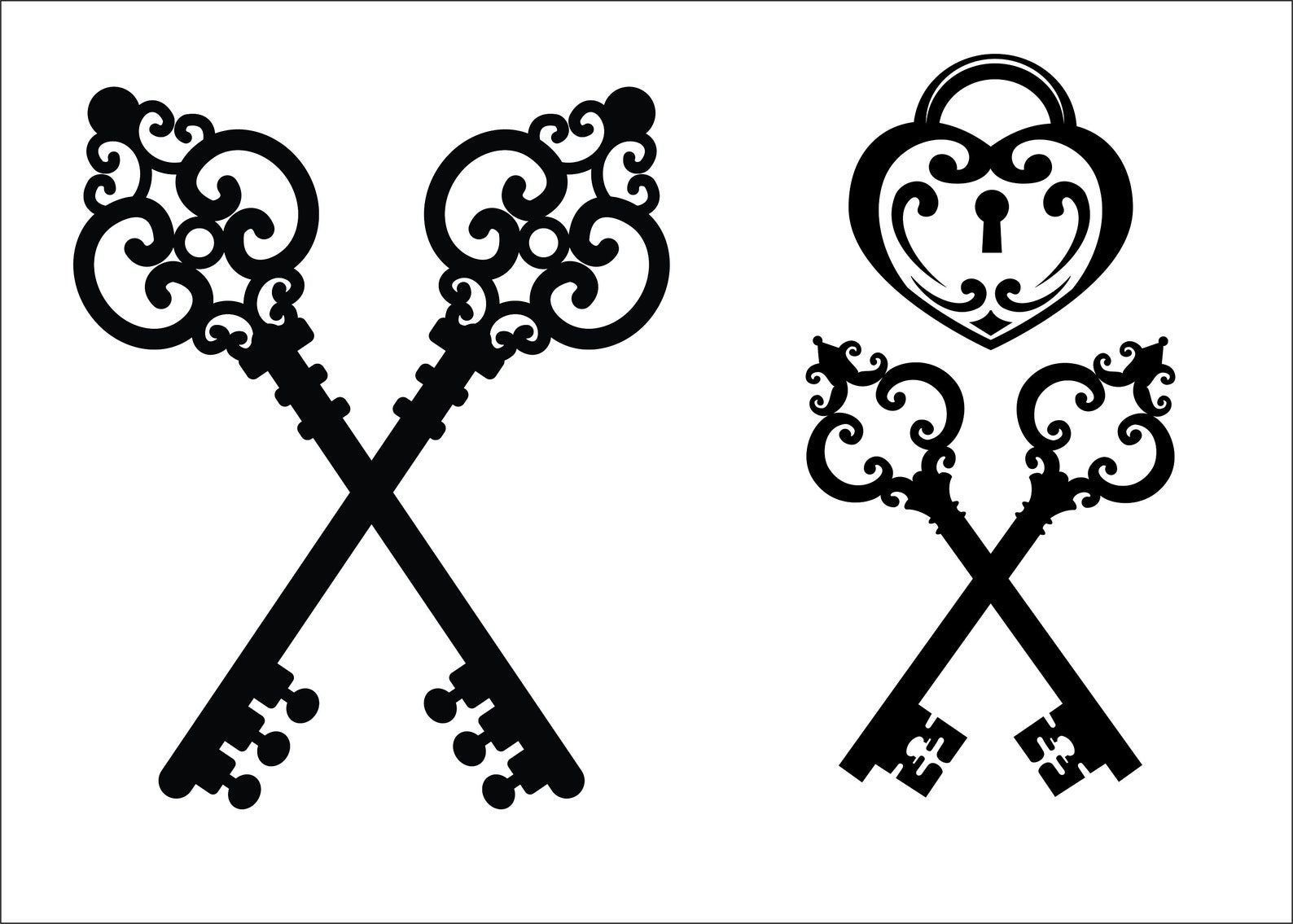 Keys Svg, Old Key, Vintage Key and Lock, Svg, Png, Ai, Dxf and Eps File