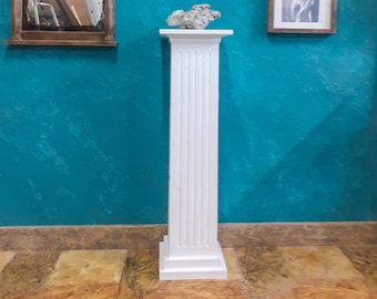 Columna decorativa de madera / Pedestal de exhibición blanco / Podio de pino macizo para pasteles, plantas, regalos / Soporte para flores / Mesa para bonsáis