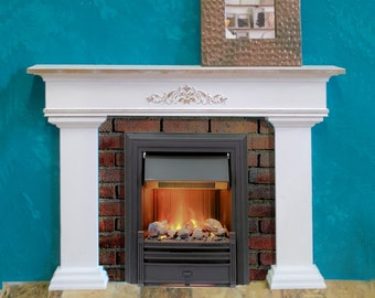 Victorian Mantel Shelf with Ornate Carvings | Rustic Fireplace Mantelpiece