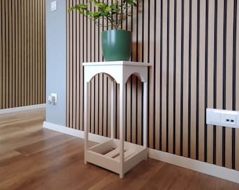 Columna decorativa de madera / Pedestal de exhibición blanco / Podio de pino macizo para regalos, plantas, flores y bonsáis