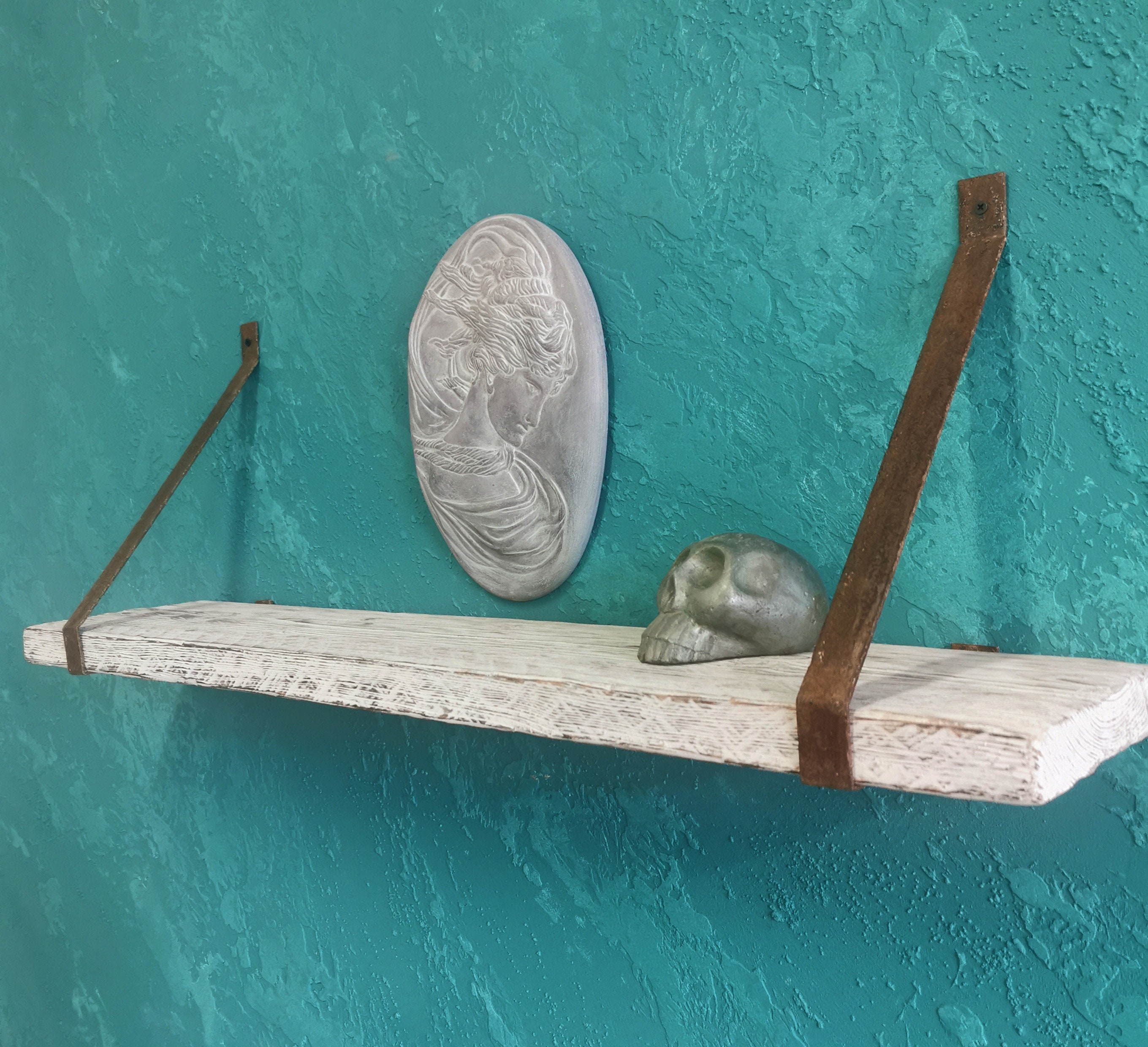 Estante de pared de madera maciza rústica con soportes de | Etsy