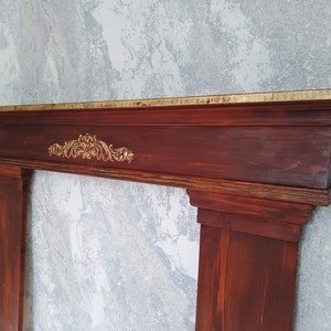 Mantel Shelf with Ornament/Mantel Shelf with Side Parts/Rustic Mantel Shelf with Carving/Victorian style/Fireplace Shelf/Mantelpiece/Antique image 9