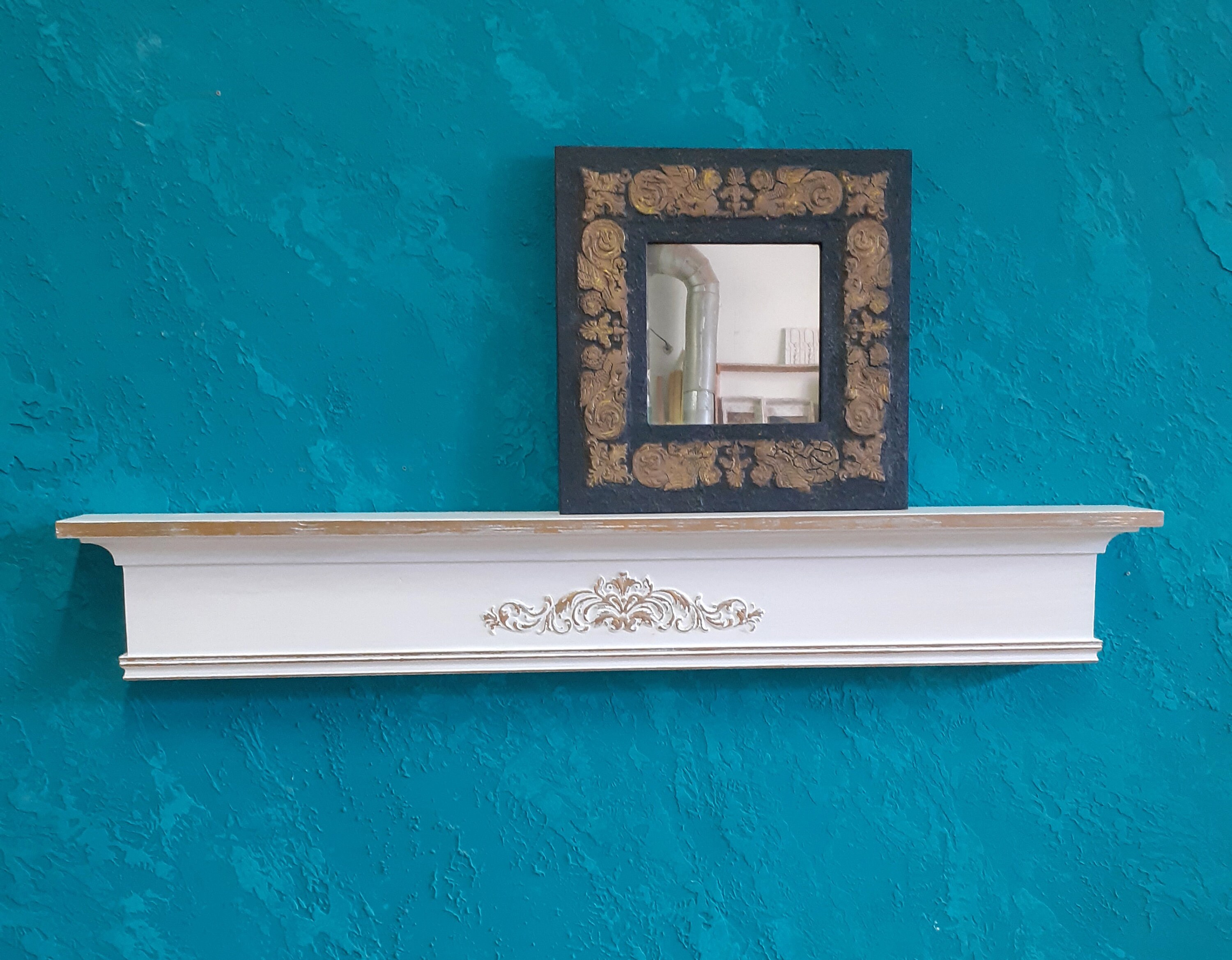 Mantel Shelf With Ornament/fireplace Shelf With Carving/rustic Etsy