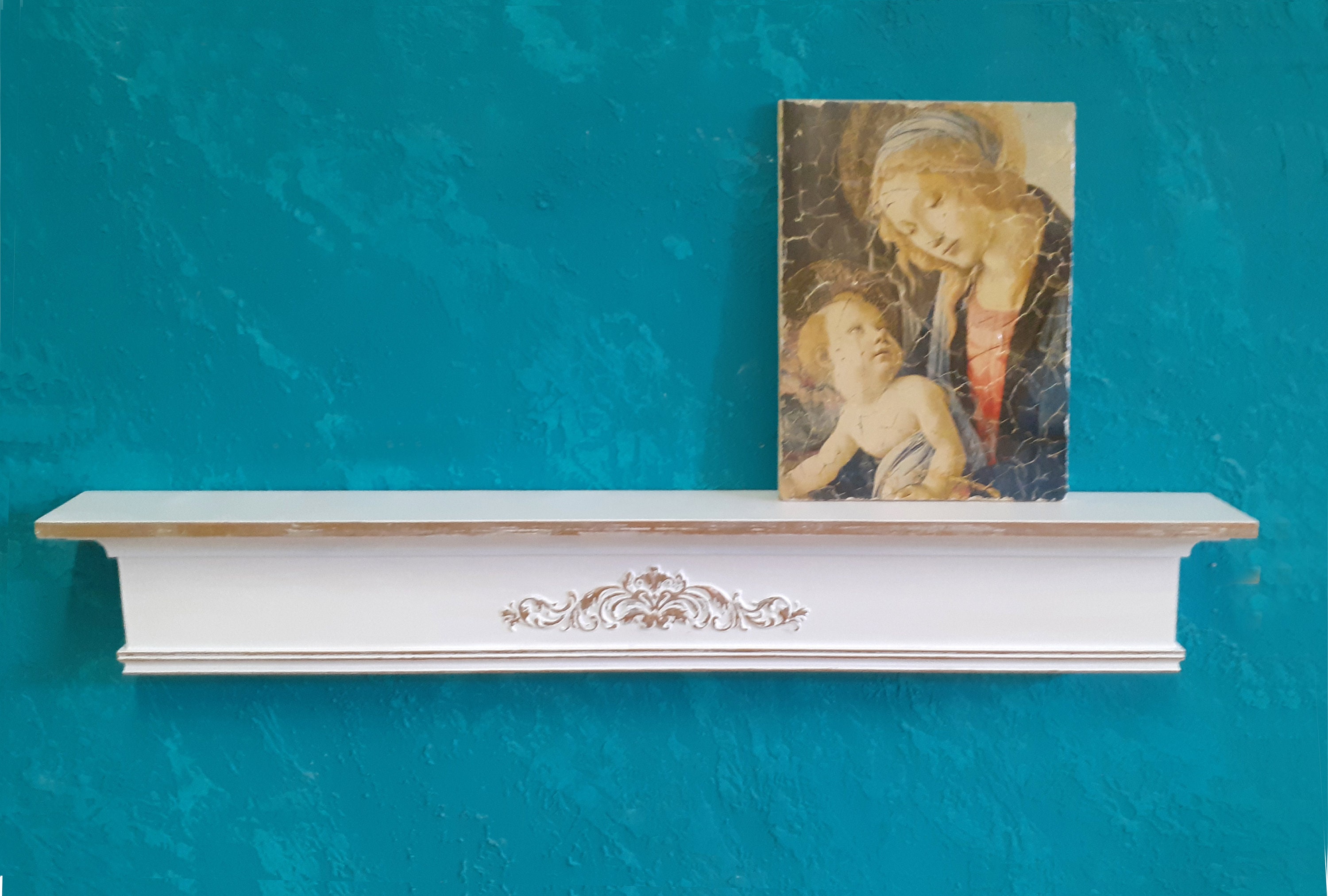 Mantel Shelf With Ornament/fireplace Shelf With Carving/rustic Etsy