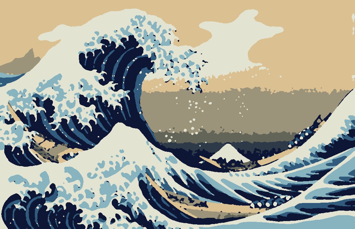 Paint by numbers The great wave off Kanagawa PDF DIY art Etsy