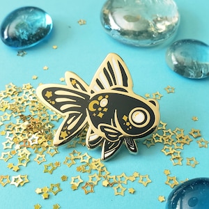 Black Moor - Fancy Goldfish Enamel Pin / Cute Lucky Fish Lapel Pin for Fish Lovers