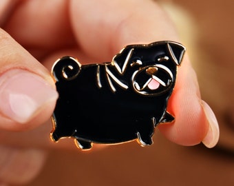 Molliger Mops Pin - Schwarz (Ralph)