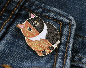 Chubby Cat Pin - Tortie Glitter (Kitten)