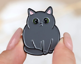 Chubby Cat Pin - Grey (Henry)