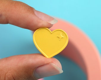 Love Heart Enamel Pin | Yellow Heart Pin | Cute Heart Pin | Enamel Lapel Pin | Hard Enamel Heart Badge | Minimalist Pin | Yellow Heart