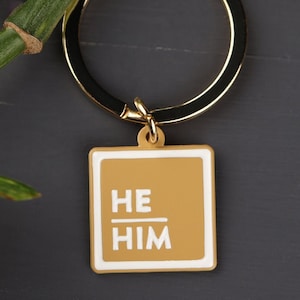 He / Him Pronoun Keyring - Clay / Soft Enamel