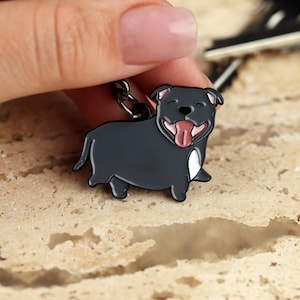 Chubby Staffy Keyring (Staffordshire Bull Terrier) - Blue (Elwood)