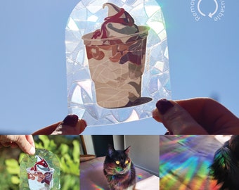 Suncatcher - Sundae | Rainbow Suncatcher | Rainbow Sticker | Icecream Window Sticker | Suncatcher Sticker | Window Sticker | Rainbow Maker