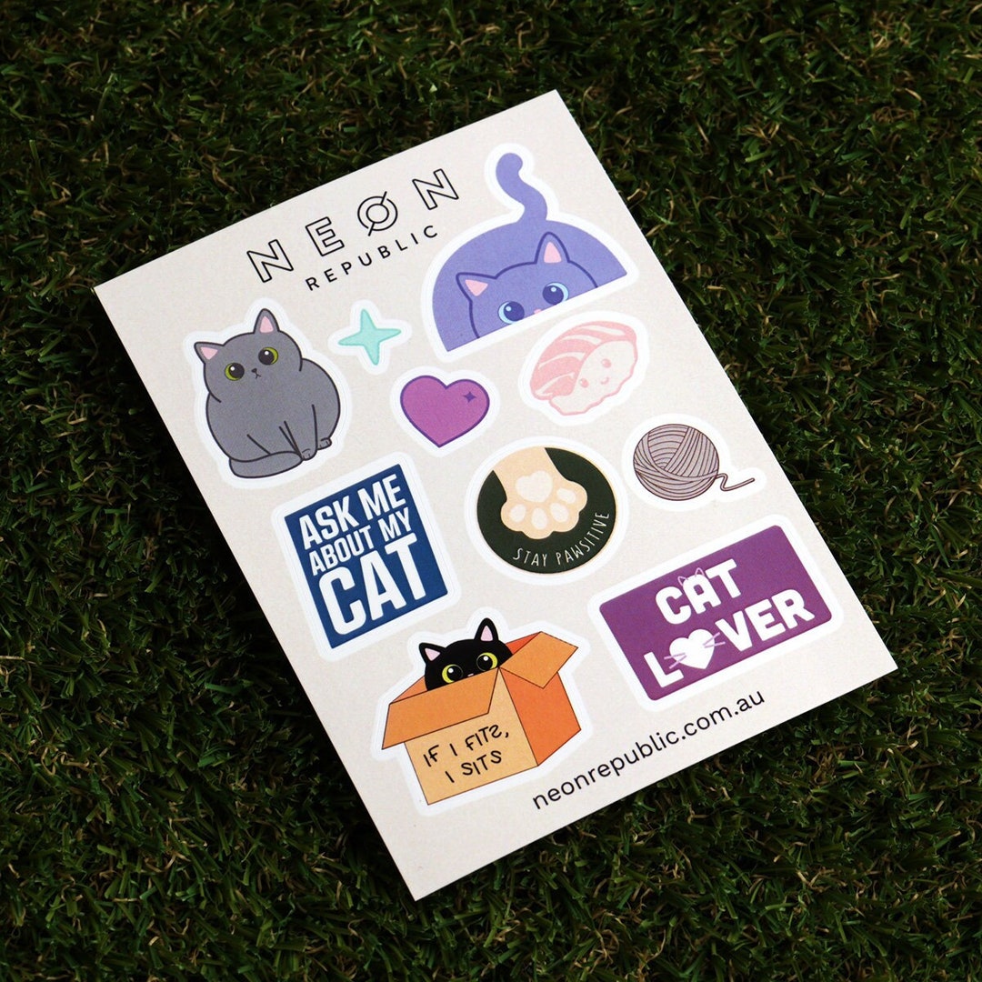 Cat Sticker Sheet PVC Vinyl Decal - Etsy