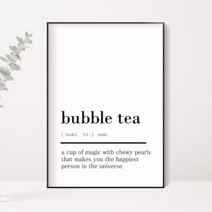 Bubble tea definition, Bubble tea printable, dictionary print, gift for bubble tea lovers, boba gift, office decor, home decor