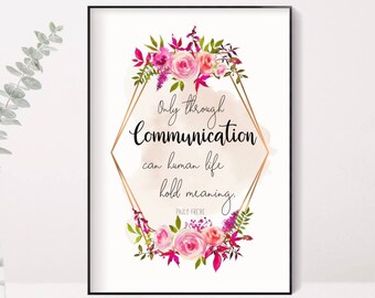 Speech language pathologist print, SLP quote wall art printable, speech therapy gift,  watercolor floral, speech quote, SLP office decor