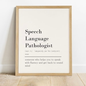speech language pathologist SLP definition print, humor, wall art printable, dictionary print, speech therapy gift, SLP office decor