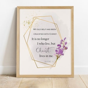 Christ lives in me Scripture wall art printable, Galatians 2:20 Modern Bible verse printable, Modern Scripture print, confirmation gift