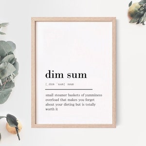 Dim sum definition, dim sum printable, dictionary print, gift for dim sum lovers, dim sum gift, office decor, home decor