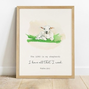 Psalm 23 The Lord is my shepherd wall art scripture nursery scripture wall art printable Bible verse wall art print nursery scripture print