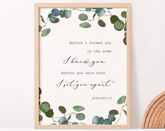 Child dedication scripture print, child dedication printable, Before I formed you, Jeremiah 1:5, nursery scripture wall art, nursery decor