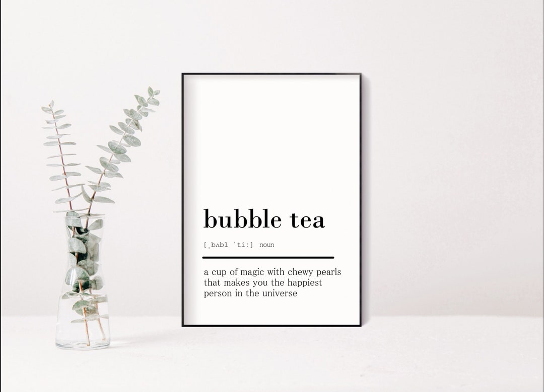 Bubble Tea Definition, Bubble Tea Printable, Dictionary Print, Gift for