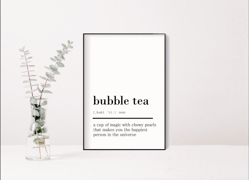Bubble Tea Definition Bubble Tea Printable Dictionary Print Etsy