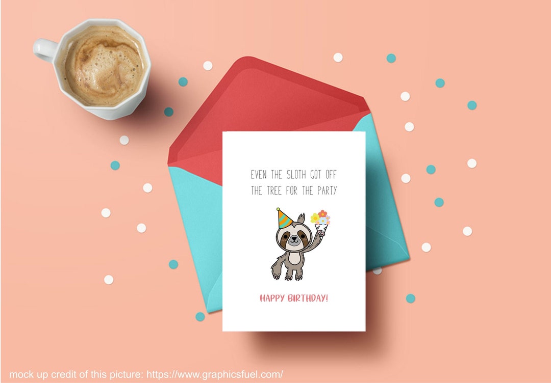 Printable Birthday Card, Sloth Birthday Card, Cute Birthday Card ...
