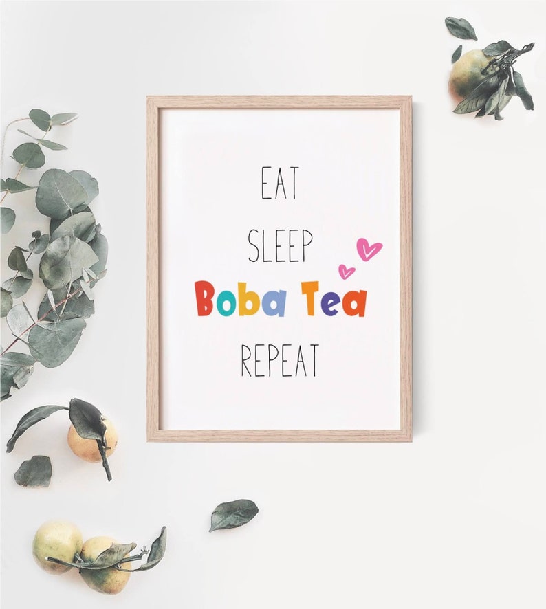 Bubble Tea Printable, Boba Tea Digital Print, Eat Sleep Boba Tea Repeat ...